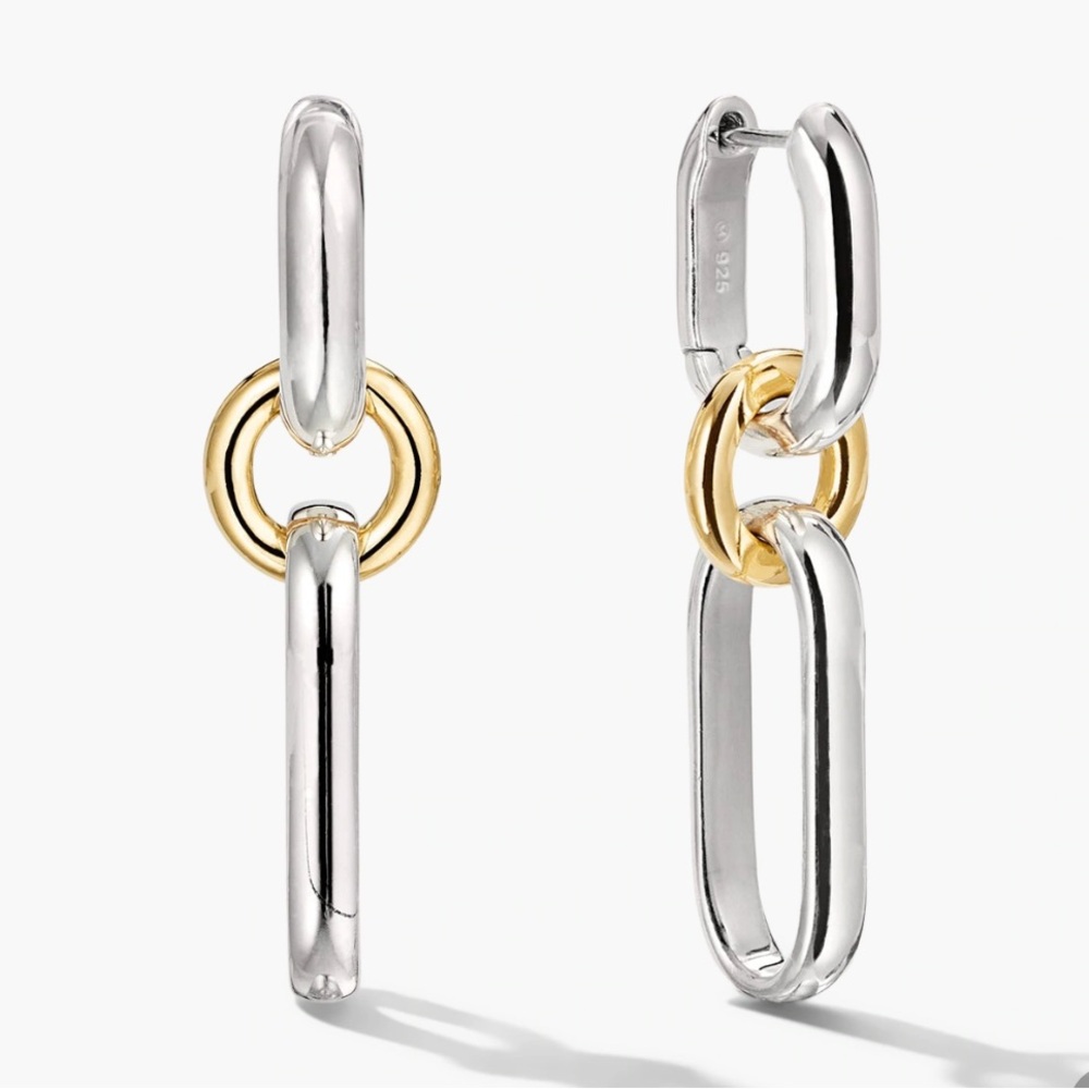 Mejuri Mixed Convertible Link Earrings in Sterling Silver and 18K Gold Vermeil